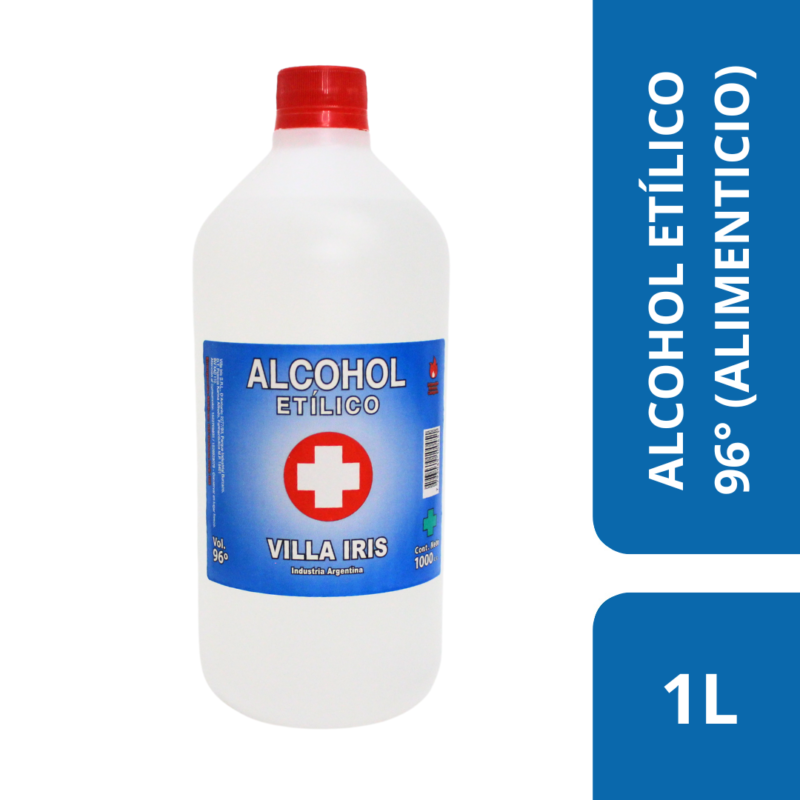 Alcohol etílico 96º Alimenticio – Botella x 1L (UNIDAD)