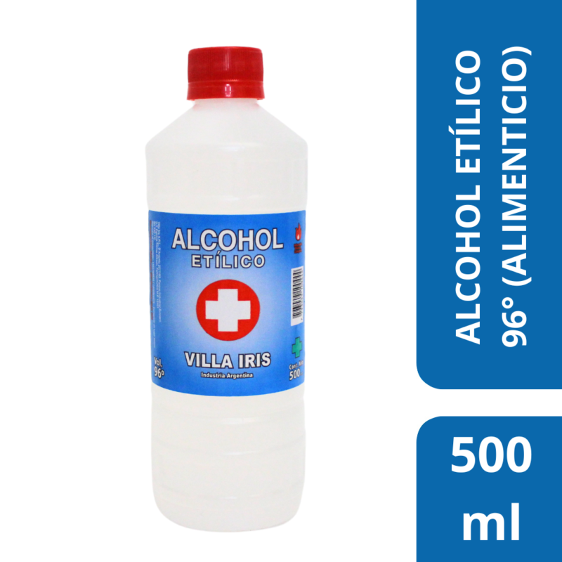 Alcohol etílico 96º Alimenticio – Botella x 500 ml (UNIDAD)