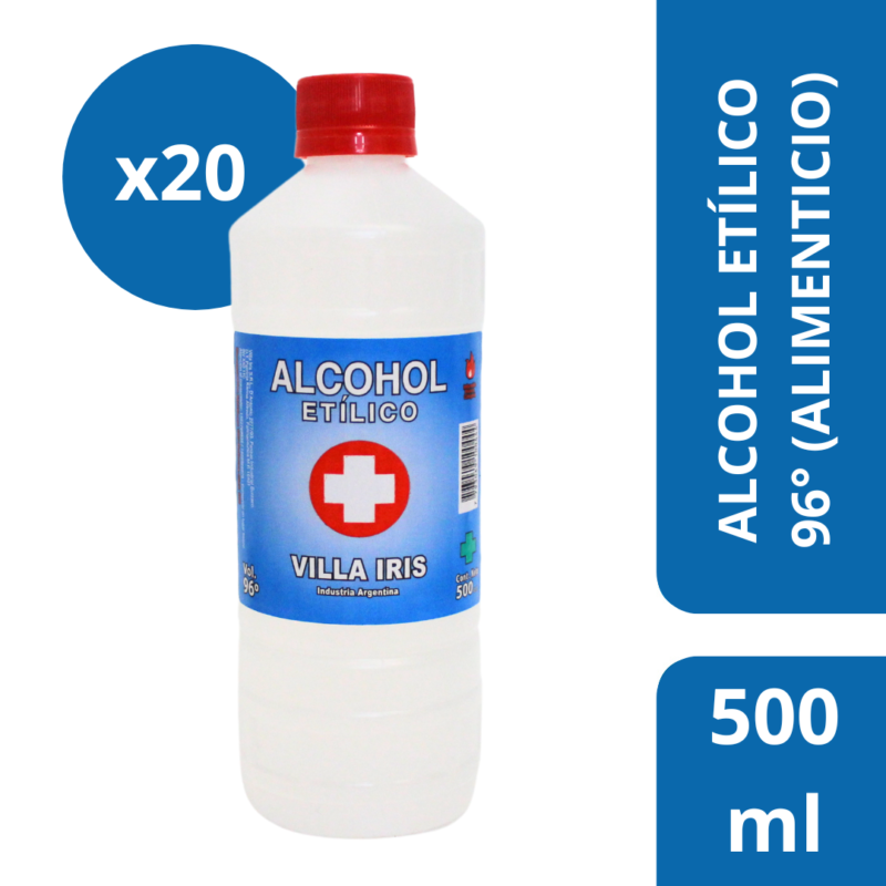 Alcohol etílico 96º Alimenticio – Botella x 500 ml (PACK)
