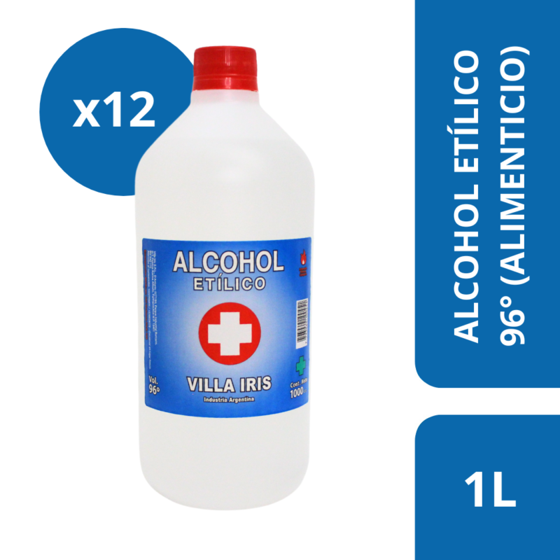 Alcohol etílico 96º Alimenticio – Botella x 1L (PACK)