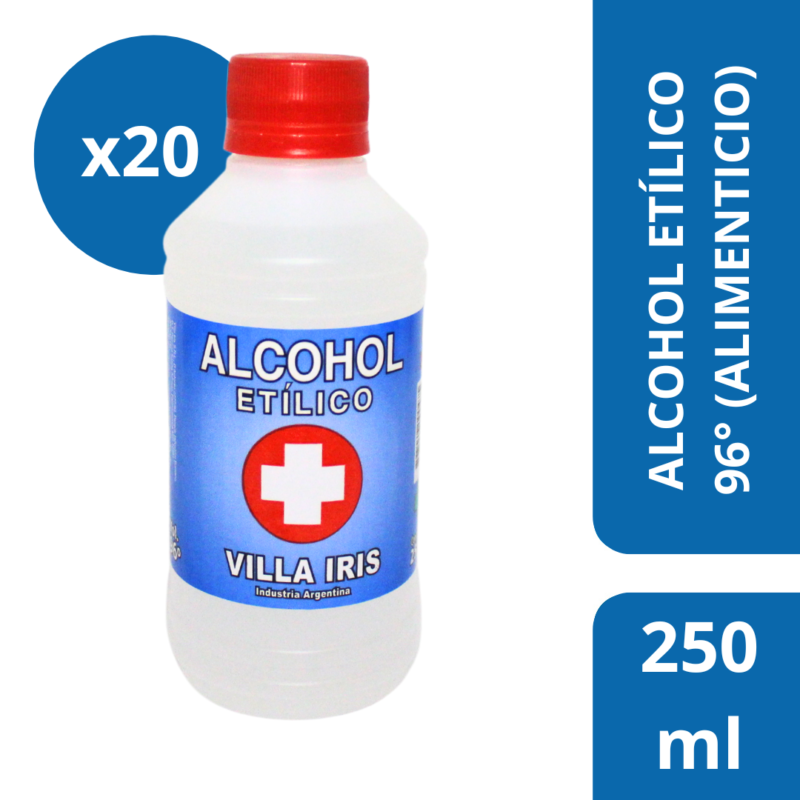 Alcohol etílico 96º Alimenticio – Botella x 250 (PACK)