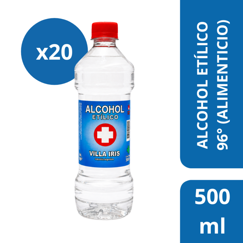 Alcohol etílico 96º Alimenticio – Botella x 500 ml (PACK)