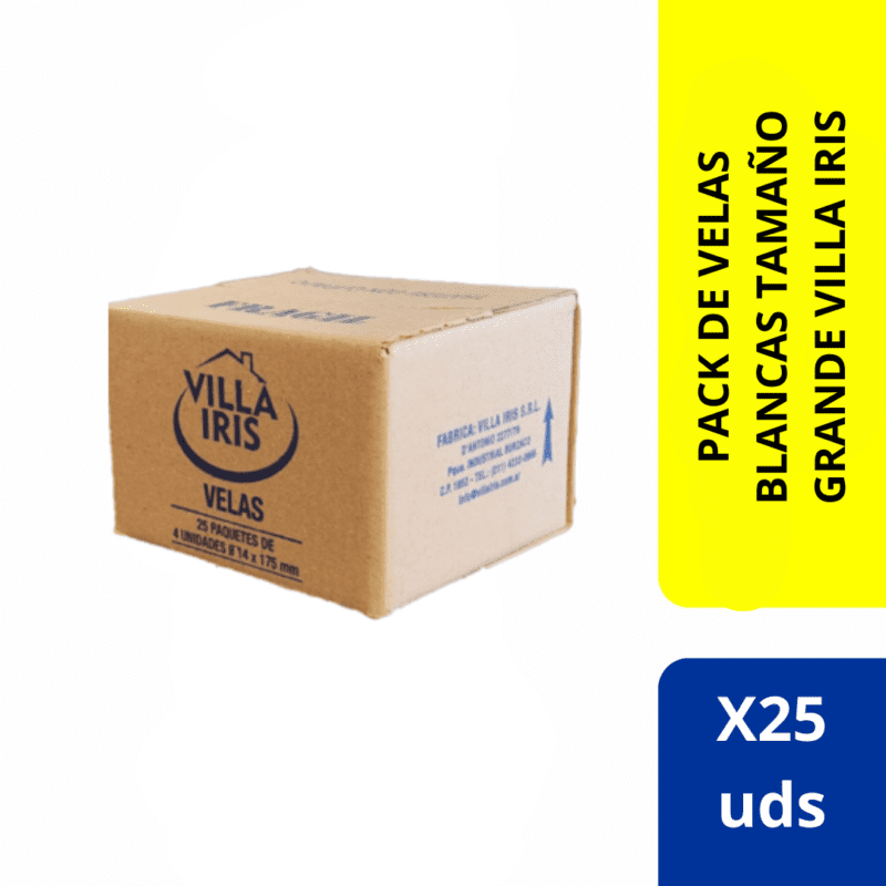 Velas Blancas Villa Iris – Tamaño Grande x 4 Unidades (PACK)