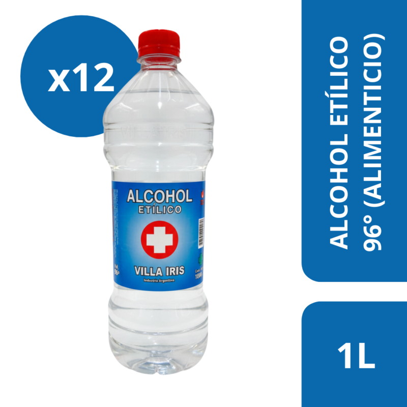Alcohol etílico 96º Alimenticio – Botella x 1L (PACK)
