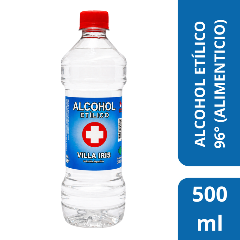 Alcohol etílico 96º Alimenticio – Botella x 500 ml (UNIDAD)
