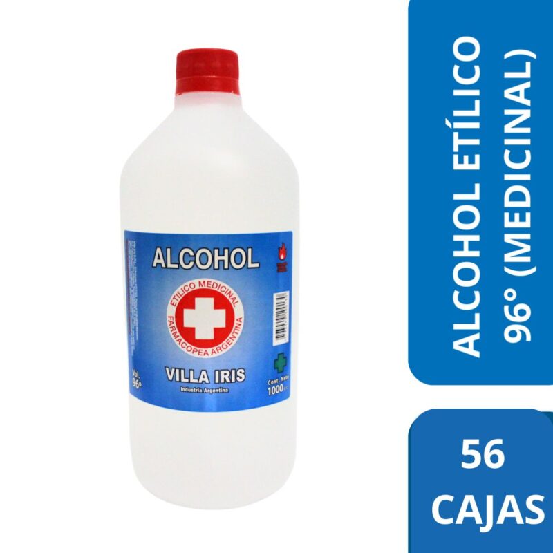 Alcohol etílico 96º Medicinal – Botella x 1L (PALLET)