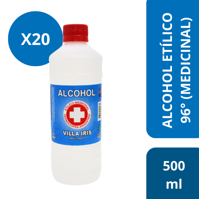Alcohol etílico 96º Medicinal – Botella x 500 ml (PACK)