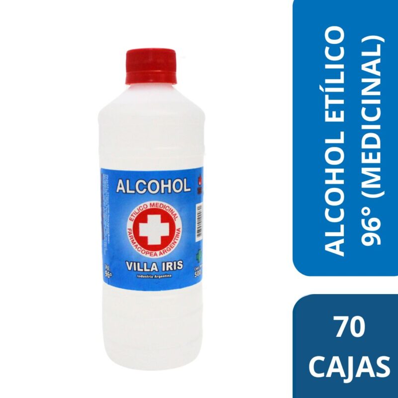 Alcohol etílico 96º Medicinal – Botella x 500 ml (PALLET)